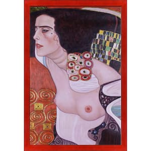 Judith II (Salome) Luxury Line by Gustav Klimt Stiletto Red Framed People Oil Painting Art Print 39.5 in. x 27.5 in.