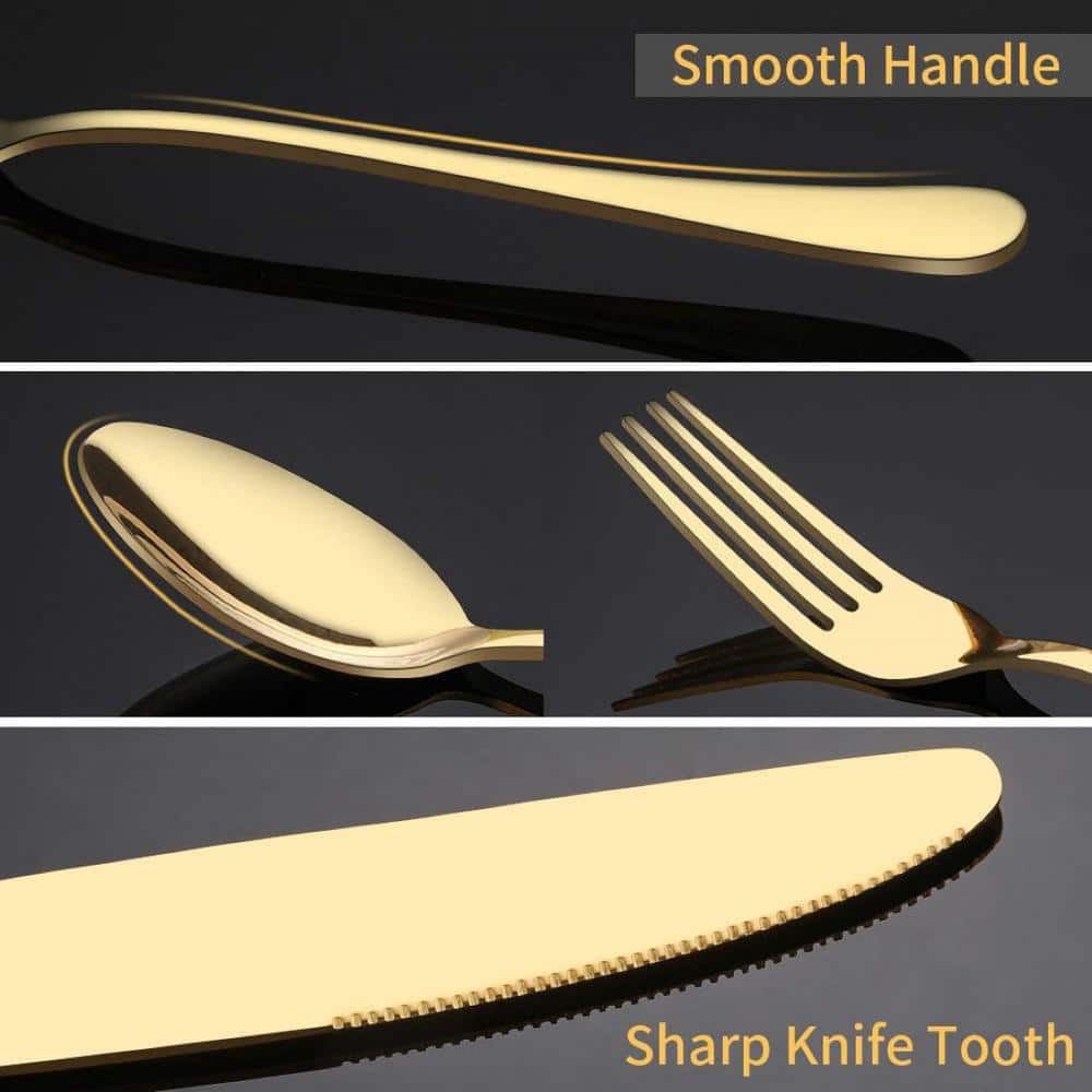 20-Piece Gold Stainless Steel Flatware Set for 4