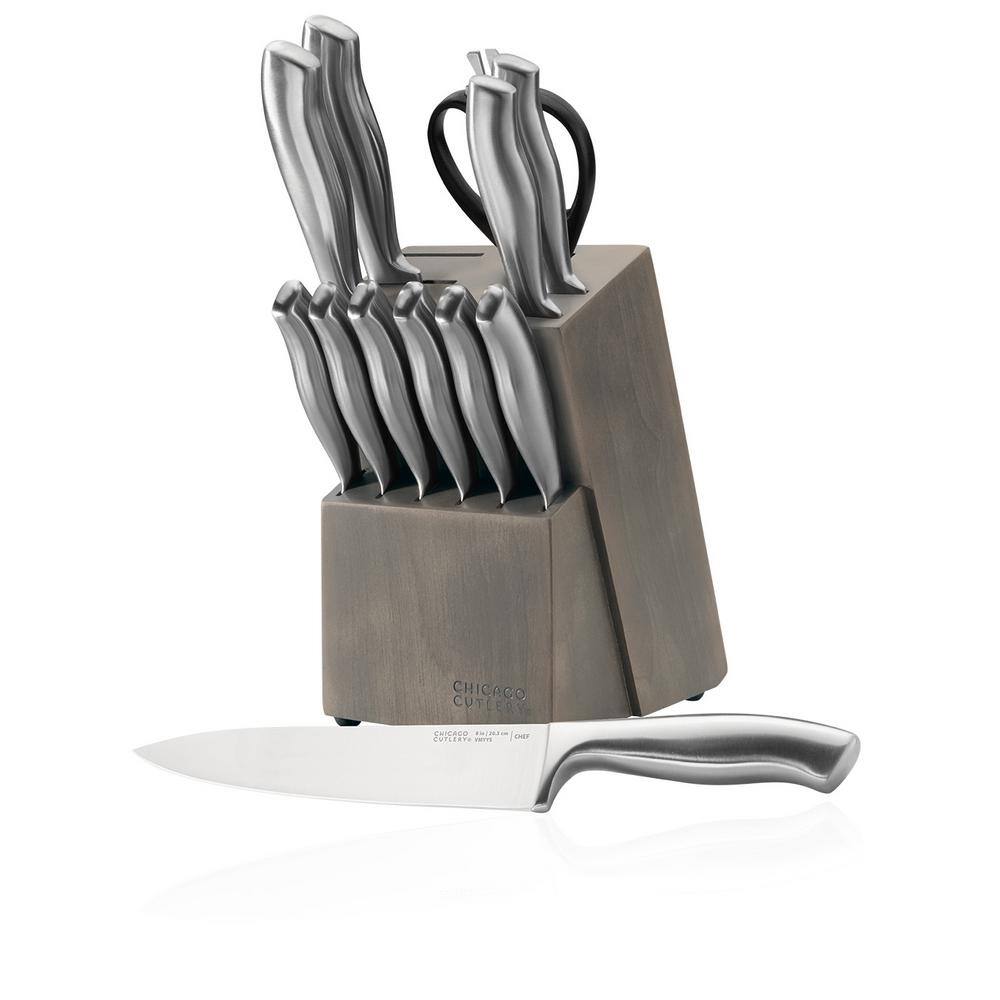Chicago Cutlery Insignia Steel 13-Piece Kitchen Knife Set with Gray Wood Block