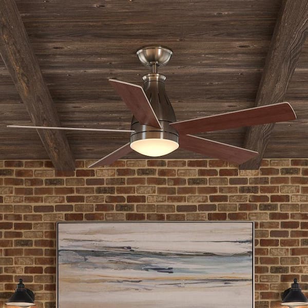 Hampton Bay Cobram 48 In Integrated Led Indoor Nickel Ceiling Fan With Light Kit And Remote Control Cf548kr 160 Bn The Home Depot Hampton Bay Cobram 48 In Integrated, Hampton Bay 48 Ceiling Fan