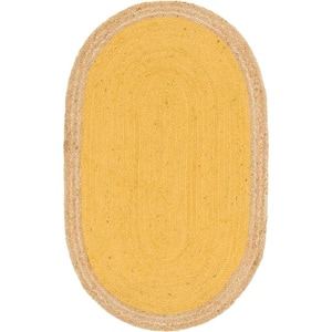 Braided Jute Goa Yellow 3 ft. 3 in. x 5 ft. 1 in. Area Rug