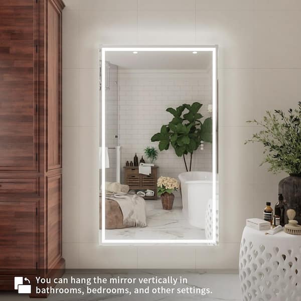 Claro 60 in. W x 36 in. H Rectangular Frameless LED Wall Bathroom Vanity Mirror in Silver