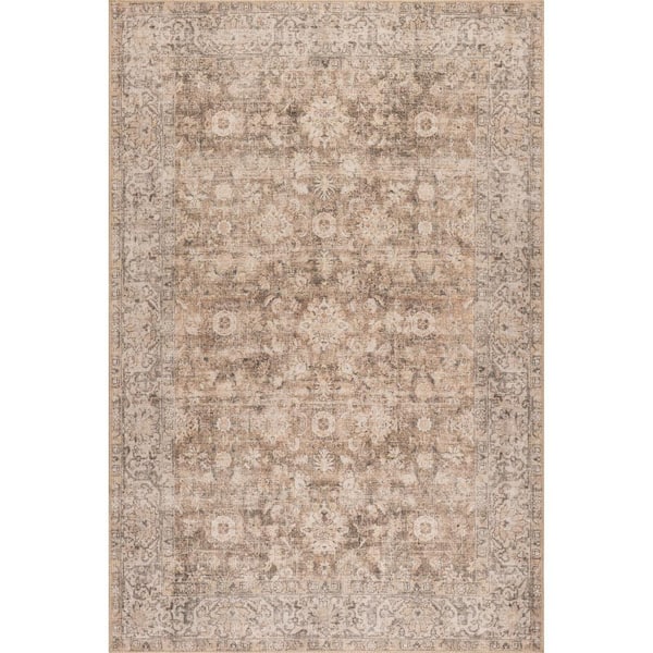 Hillstone Brown 7 ft. 10 in. x 10 ft. Traditional Vintage Medallion Area Rug