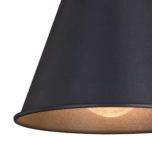 Smith 1-Light Textured Black Metal Cone Outdoor Wall Lantern Sconce