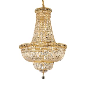 Timeless Home 22 in. L x 22 in. W x 31 in. H 22-Light Gold Transitional Chandelier with Clear Crystal