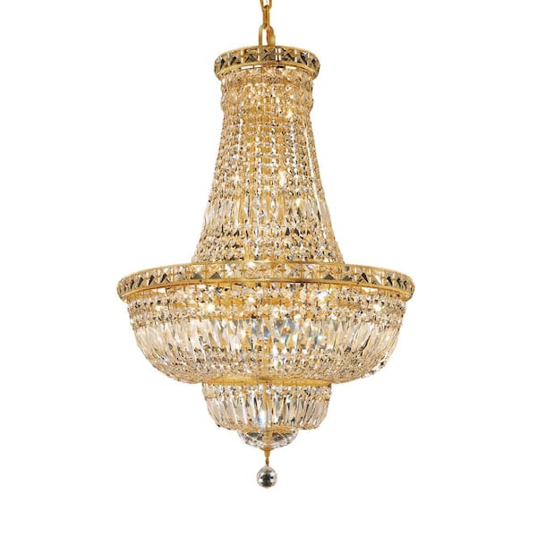 Unbranded Timeless Home 22 in. L x 22 in. W x 31 in. H 22-Light Gold Transitional Chandelier with Clear Crystal