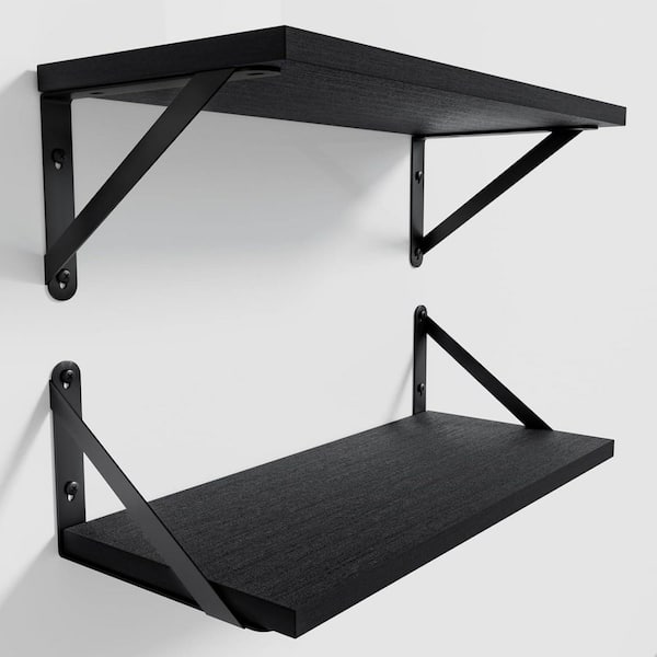 Unbranded 16.5 in. W x 7.3 in. D Black Floating Shelves Decorative Wall Shelf (Set of 2)