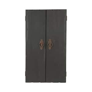 Rustic Black Wooden Jewelry Wall Armoire 43.5 in. H x 23.75 in. W x 2.5 in. D