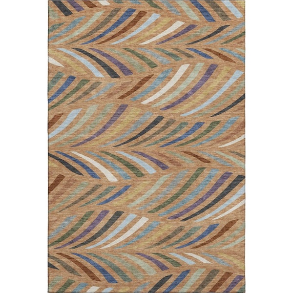 Mayfield Premium Machine Washable Abstract AMF2475 Copper 10 ft. x 14 ft. Area Rug