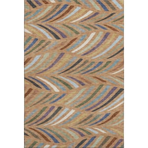 Mayfield Premium Machine Washable Abstract AMF2475 Copper 3 ft. x 5 ft. Area Rug