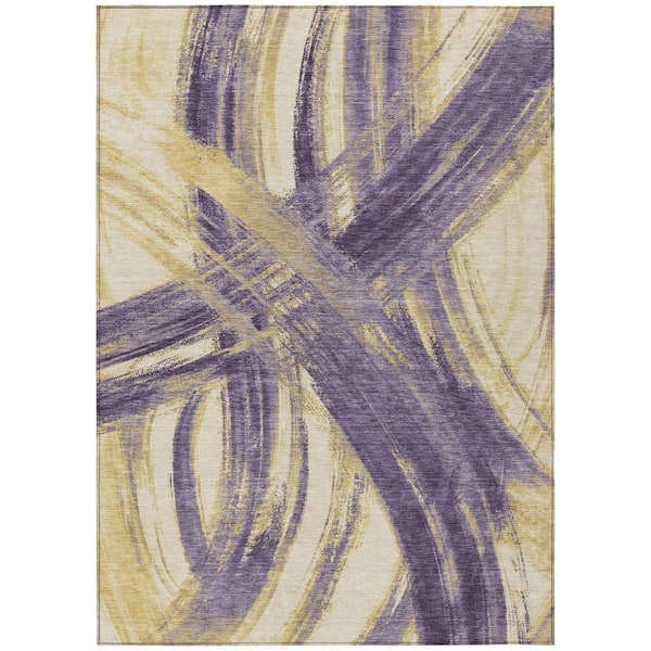 Chantille Machine Washable Indoor/Outdoor Abstract ACN2421 Plum 5 ft. x 7 ft. 6 in. Area Rug
