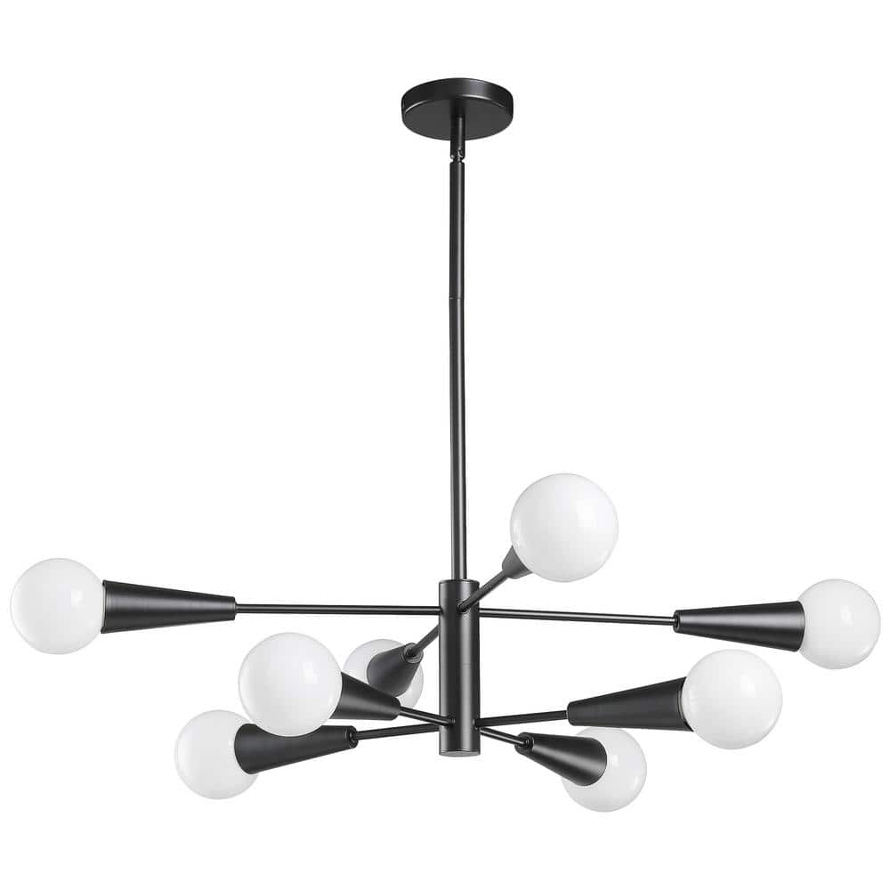 KAISITE 8Light Black Sputnik Chandelier Height Adjustable Industrial