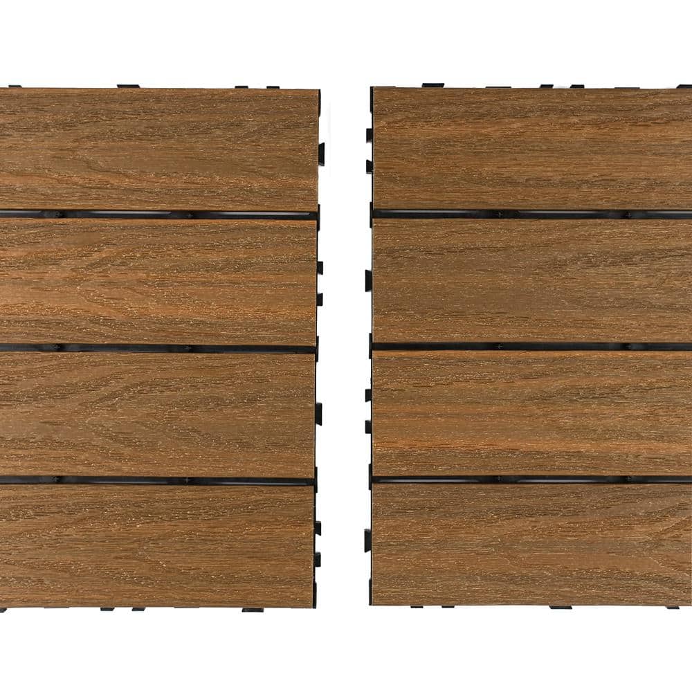 Peruvian Teak 36" x 12" Composite Deck Tile with Water Protection