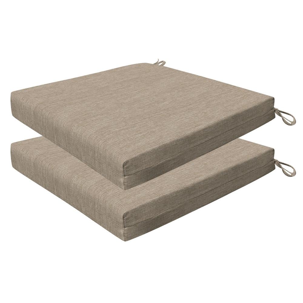 Outdoor 20 in. Square Dining Seat Cushion Textured Solid Birch Tan (Set of 