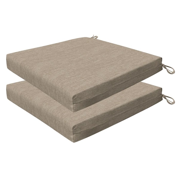 Honeycomb Outdoor 20 in. Square Dining Seat Cushion Textured Solid Birch Tan (Set of 2)