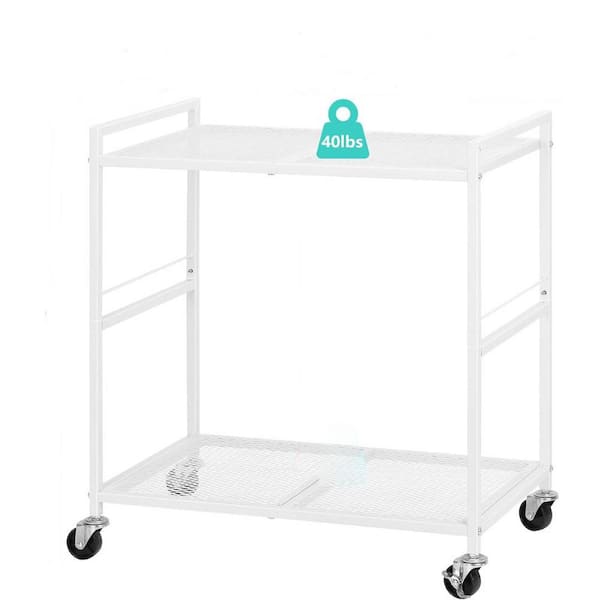 Yichuhaoxi Computer Tower Stand White PC Tower Stand 2 Tier CPU Holder Stand with Wheels Metal Mobile