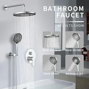 3-Spray Patterns with 1.8 GPM 10 in. Tub Wall Mount Dual Shower Heads in Spot Resist Chrome (Valve Included)
