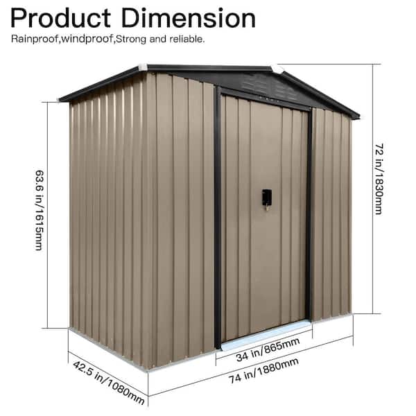 JimsMaison 6 ft. W x 4 ft. D Outdoor Metal Storage Shed with
