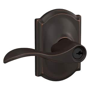 Schlage Accent Aged Bronze Keyed Entry Door Handle F51A ACC 716