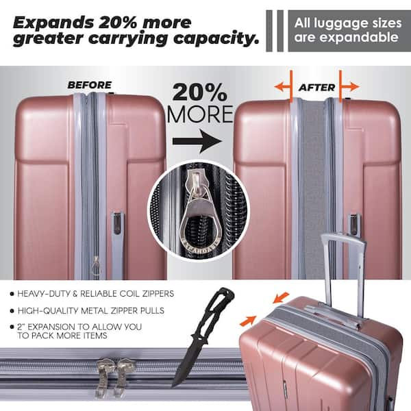 Hikolayae 5-Piece Myrtle Springs Nested Hardside Luggage Set in Elegant Rosegold TSA Compliant