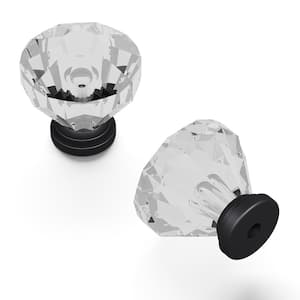 Crystal Palace Collection Knob 1-1/4 in. Diameter Crysacrylic with Matte Black Finish Glam Zinc Cabinet Knob (1 Pack)