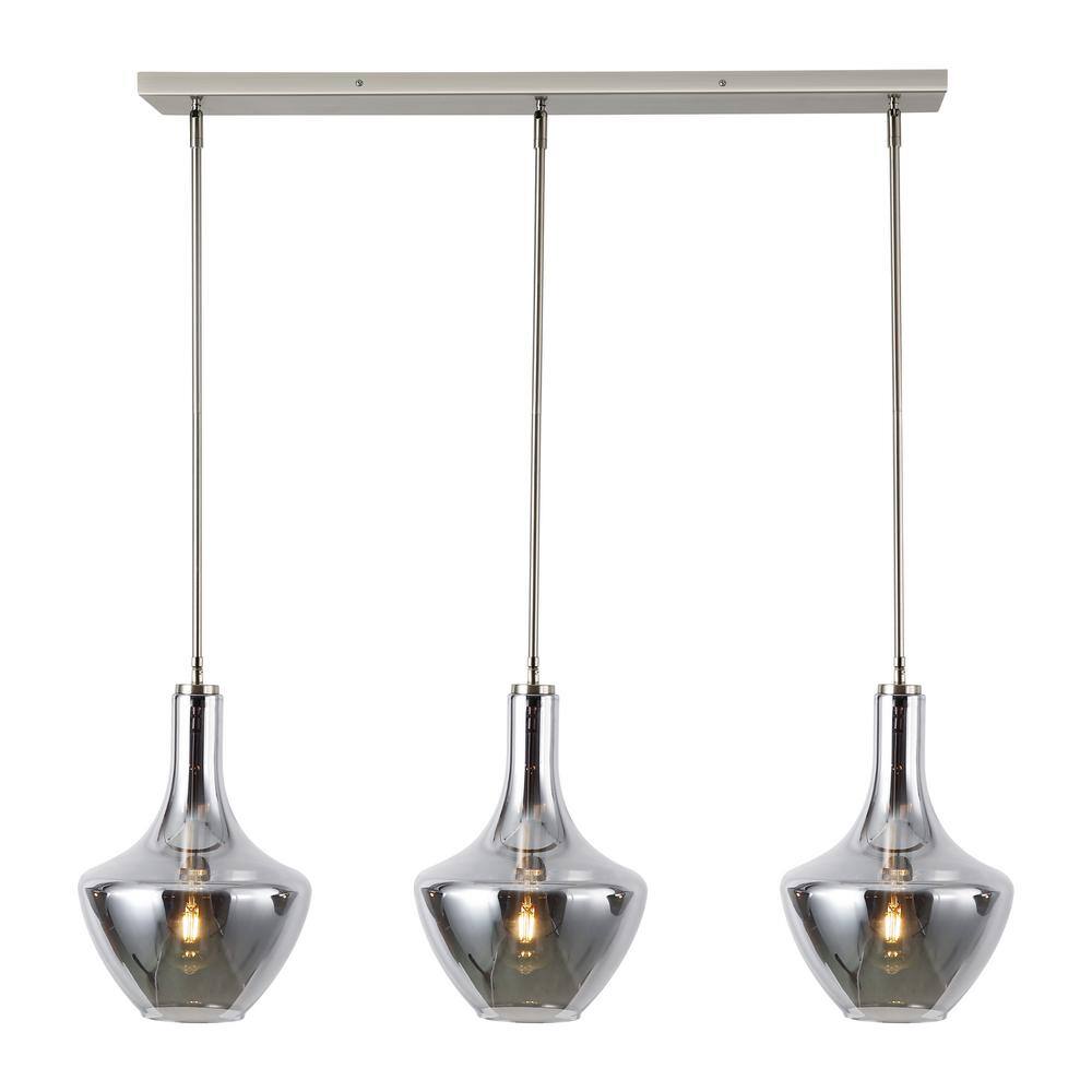 Modena 3-Light Satin Nickel Island Light with Smokey Glass Shade price history on PriceWatchPro