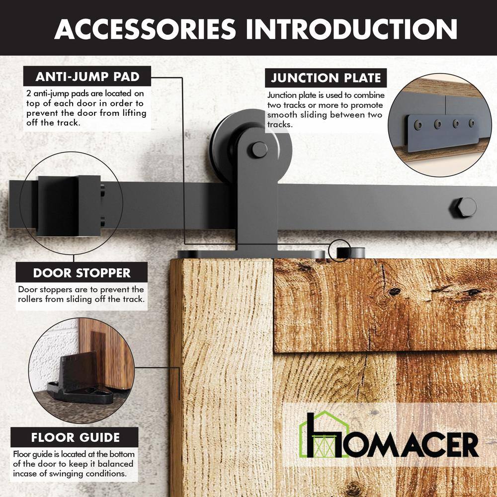 48-inch Black Rustic Sliding Barn Door Hardware Kit