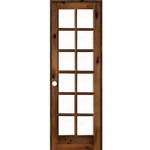 30 in. x 96 in. Rustic Knotty Alder 12-Lite Right-Hand Clear Glass Provincial Stain Wood Single Prehung Interior Door