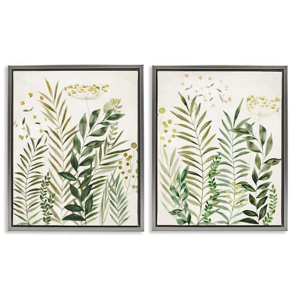 Varied Leaves & Fronds by Hannah Dawson 2 Pieces Gray Floater Frame Nature Graphic Art Print 31 in. x 25 in.