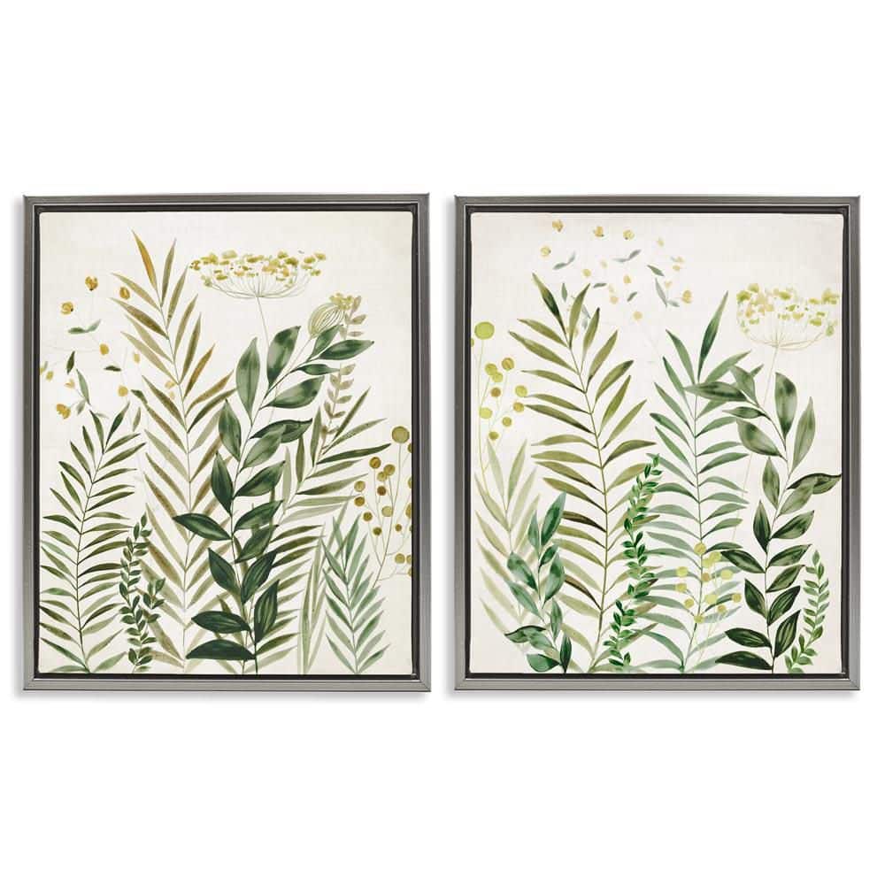 Varied Leaves and Fronds by Hannah Dawson 2-Pieces Gray Floater Frame Nature Graphic Art Print 21 in. x 17 in. price history on PriceWatchPro