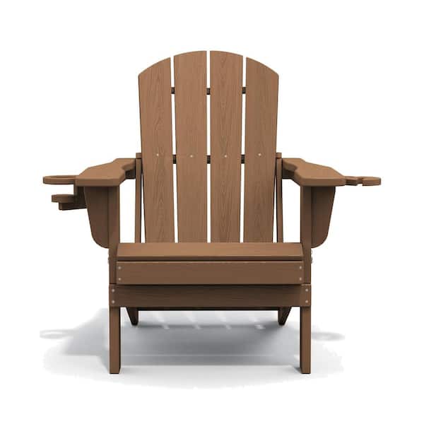 Unbranded Comfortable Brown Folding Composite Adirondack Chairs Without Cushion (Set of 1)