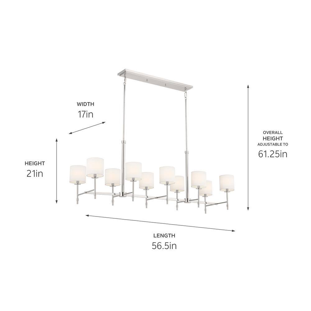 Elegant Ali 10-Light Polished Nickel Drum Chandelier