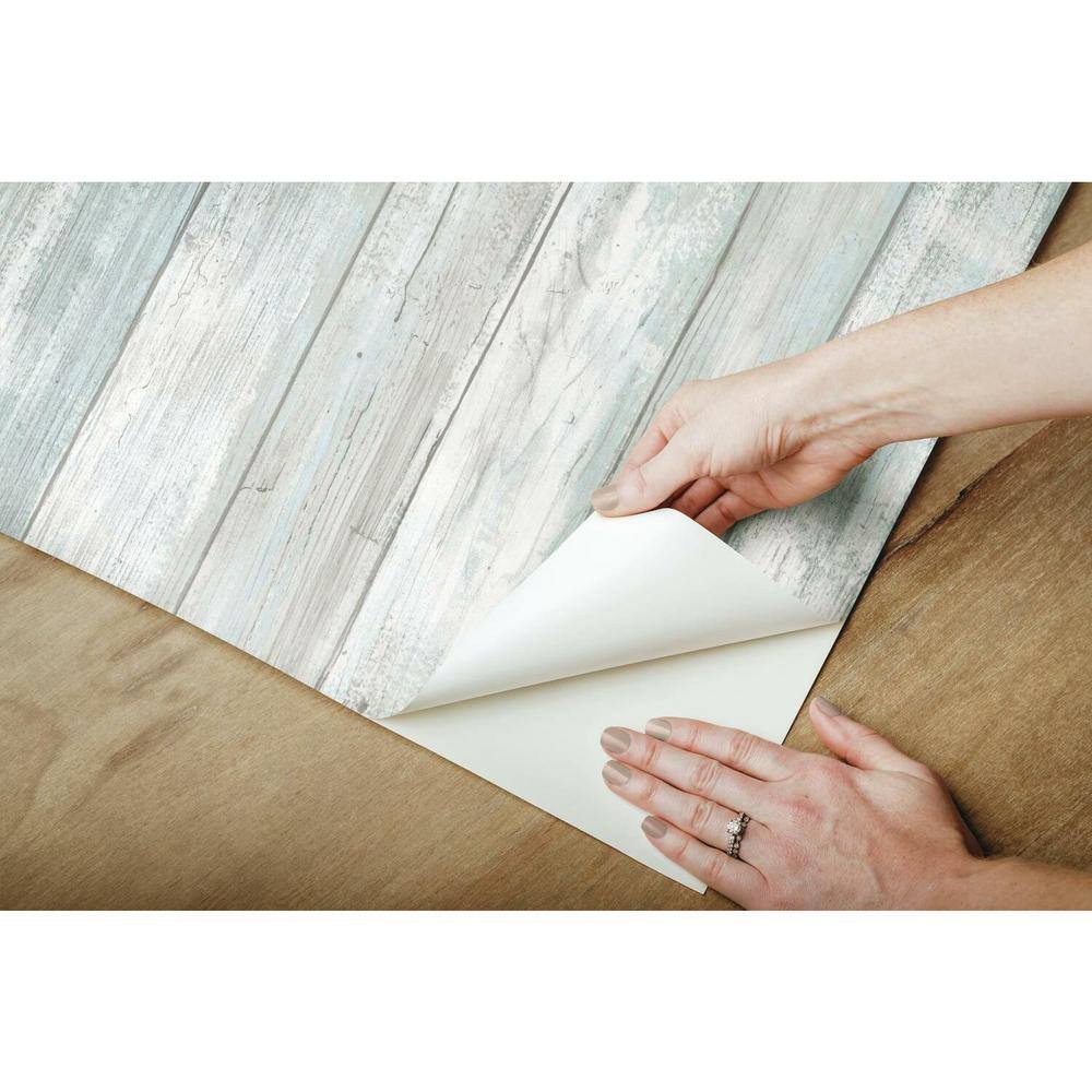 Denim Blue Distressed Wood Peel and Stick Wallpaper Roll