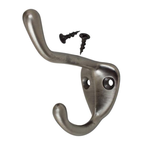 GlideRite 3 in. x 3 in. Satin Pewter Large Robe/Coat/Hat Hooks (10-Pack)