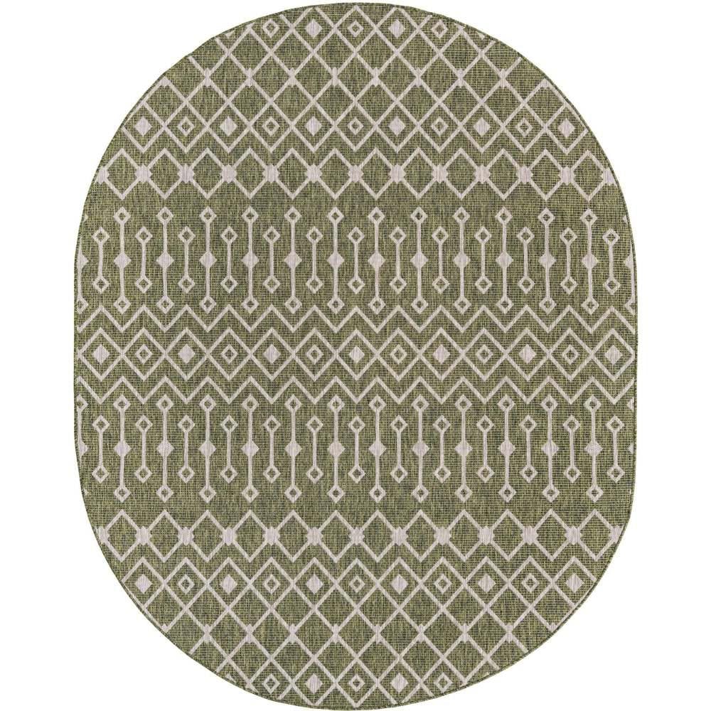 Unique Loom Outdoor Trellis Tribal Trellis Green 7 ft. 10 in. x 10 ft