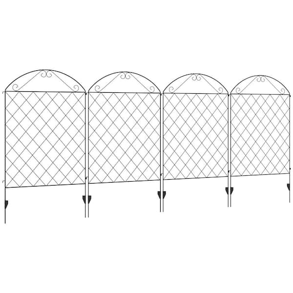 4-Pack Curved Vines 138.5 in. L x 43.25 in. H Steel Garden Fence, Rust-Resistant Barrier Decorative Border Flower Edging