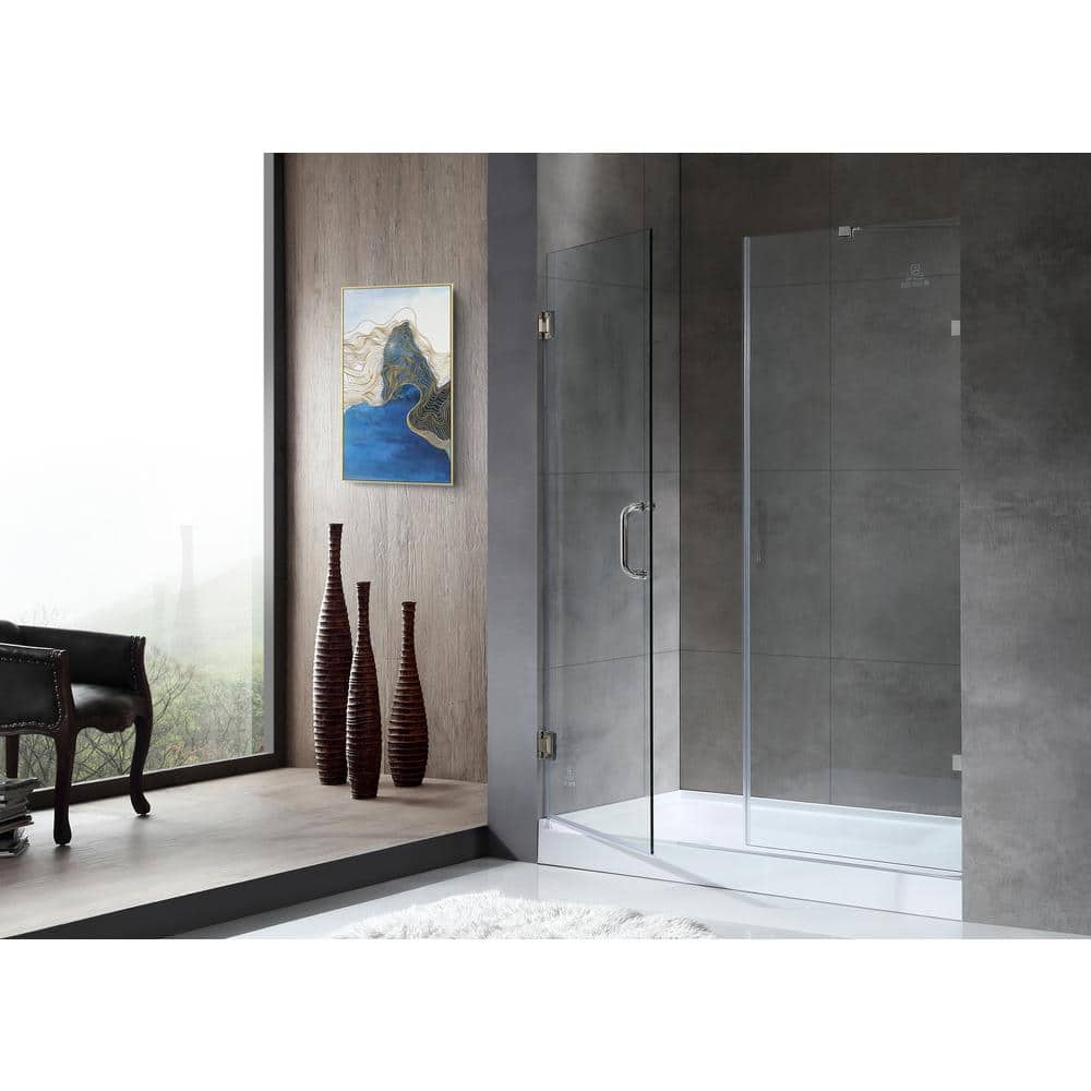 Makata 60" x 72" Frameless Hinged Shower Door in Polished Chrome