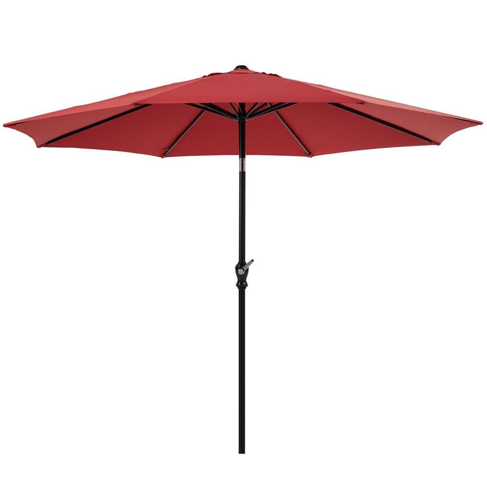 9 ft. Aluminum Sunshade Shelter Market Patio Umbrella in Red with Push Butt