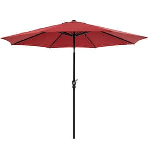 9 ft. Aluminum Sunshade Shelter Market Patio Umbrella in Red with Push Button Tilt and Crank