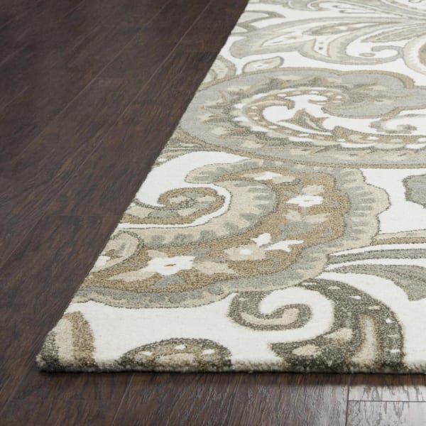 Makalu Ivory/Gray 9 ft. x 12 ft. Floral Area Rug