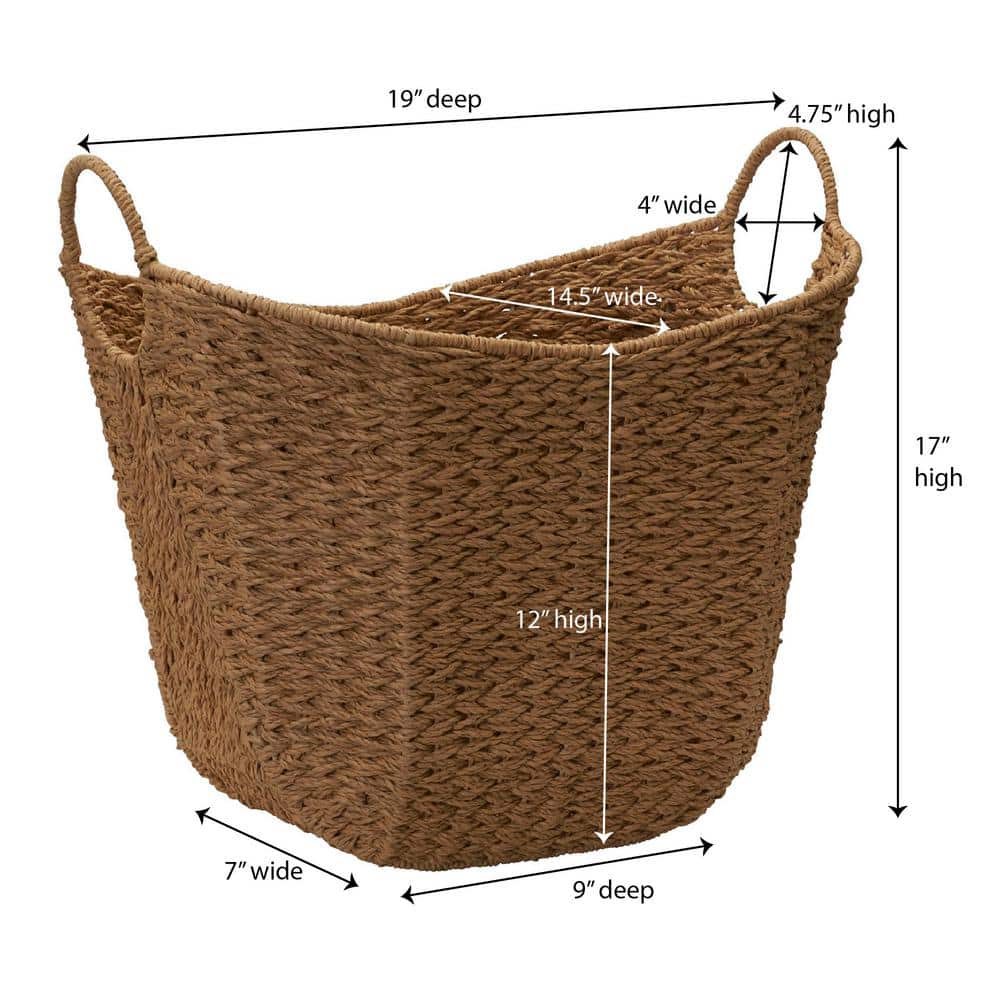 Natural Seagrass Oval Wicker Storage Basket with Handles