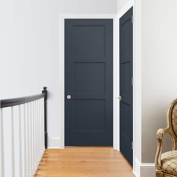 30 in. x 80 in. Birkdale Denim Stain Right-Hand Smooth Hollow Core Molded Composite Single Prehung Interior Door
