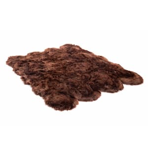 Brown 5 ft. x 7 ft. Faux Fur Luxuriously Soft and Eco Friendly Area Rug