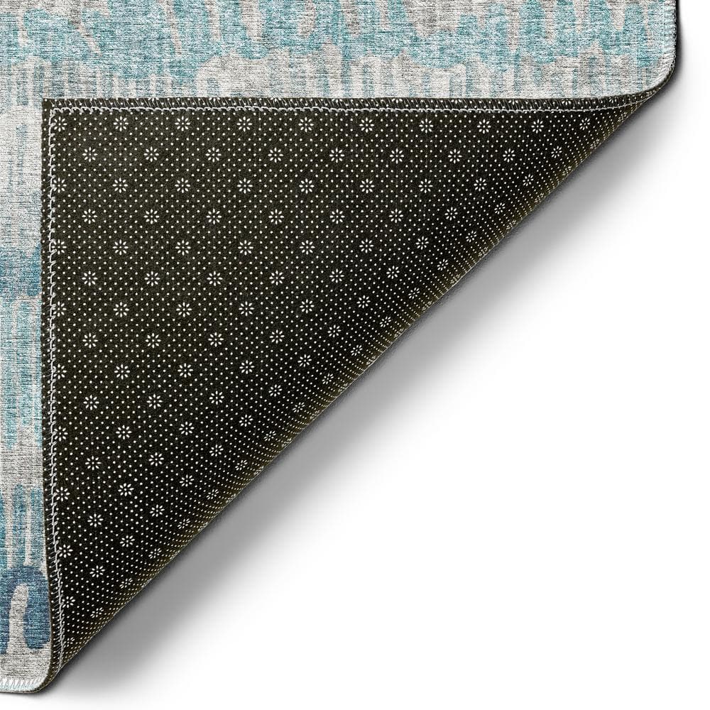 Blue Chenille Flat Woven Non-Slip Accent Rug