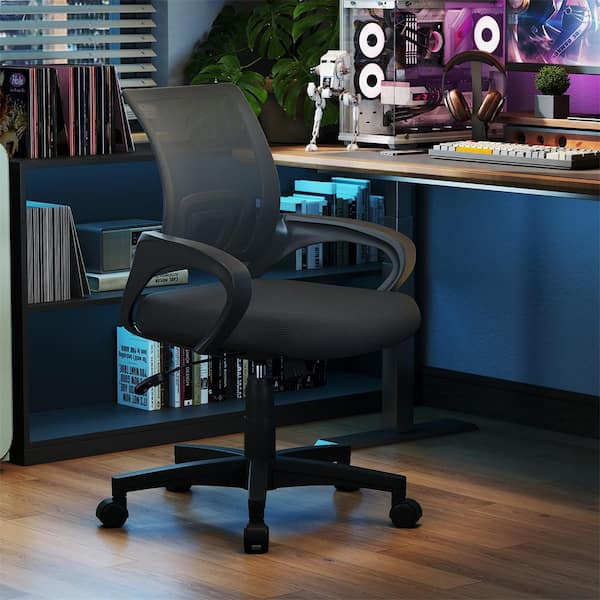 Mid-Back Mesh Adjustable Height Swivel Ergonomic Office Chair Computer Chair in Black with Lumbar Support