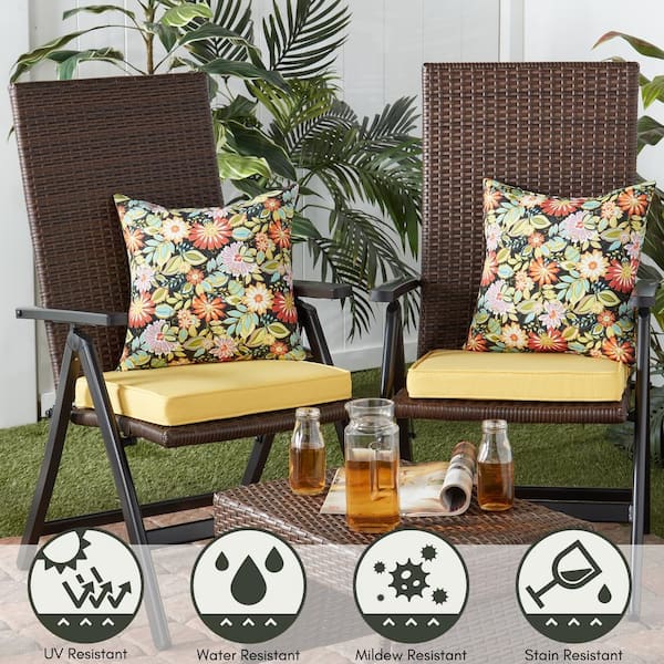 Greendale Home Fashions 18 in. x 18 in. Sunbeam Square Outdoor Seat Cushion 2 Pack OP1100S2 SUNBEAM