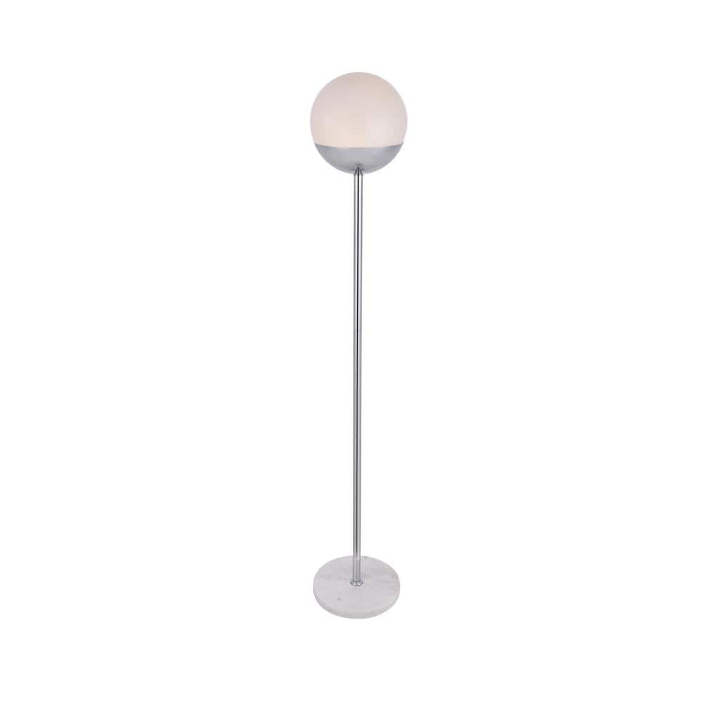 Timeless Home 62 in. H 1-Light Chrome and Frosted White Metal Indoor Floor 