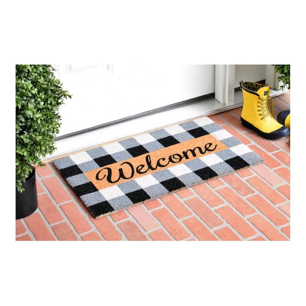 Home Sweet Home Buffalo Plaid Doormat / Rustic Red Black Welcome