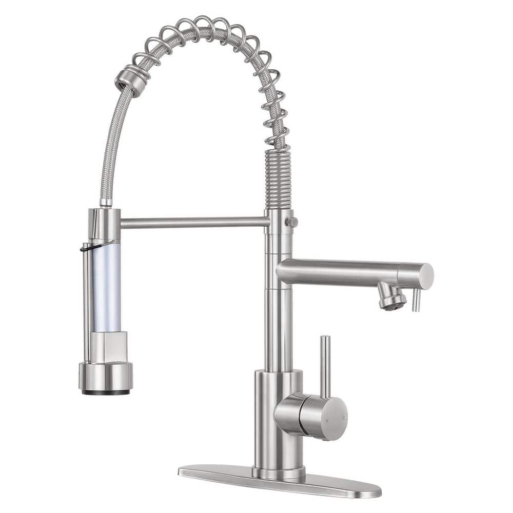 Brushed Nickel 18.1 in. H Pull Out Sprayer Kitchen Faucet with 360° Spout Swivel Commercial Kitchen Faucets price history on PriceWatchPro