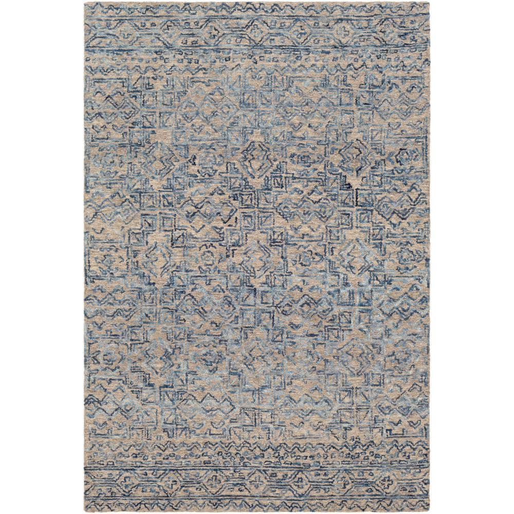 Handmade Elegance Blue Wool 9' x 12' Tufted Rectangular Rug